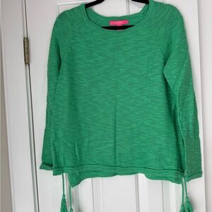 Lilly Pulitzer Green Knit Sweater with Tassels